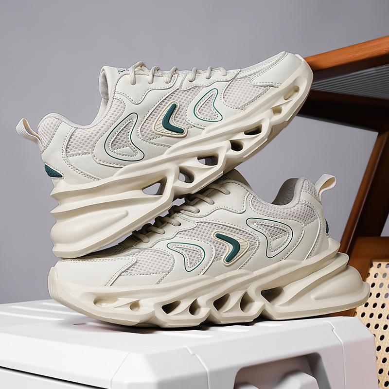 

Large size men s shoes National breathable mesh blade sports shoes Casual sports platform dad shoes Running shoes 46 бежевый