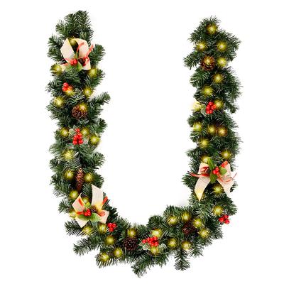 8.8FT Christmas Garland with 50 LEDs 8 Light Modes Battery Powered Merry Christmas Hanging Garland