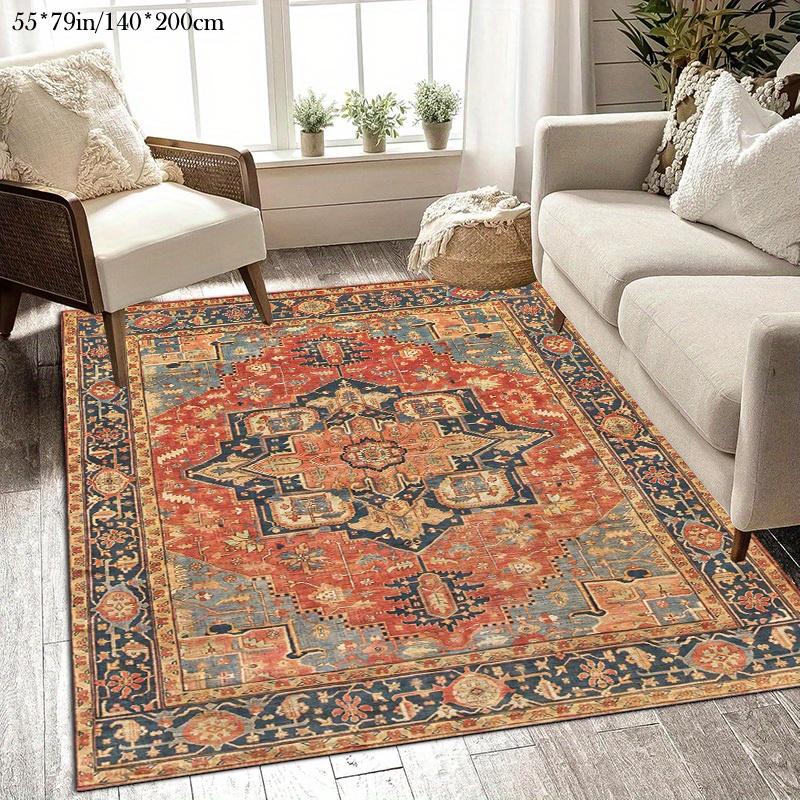 

Бархатный коврик с богемным узором, Яркий красный, синий, золотистый дизайн мандалы, Машинная стирка, Для помещений и улицы, Гостиная, спальня, балкон 50x80cm20x31in