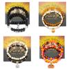 2Pcs/Set Halloween Pumpkin Spider Bracelets For Women Men Cute Cat Bat Ghost Couple Bangles Crystal Beads Bracelets Jewelry Gift