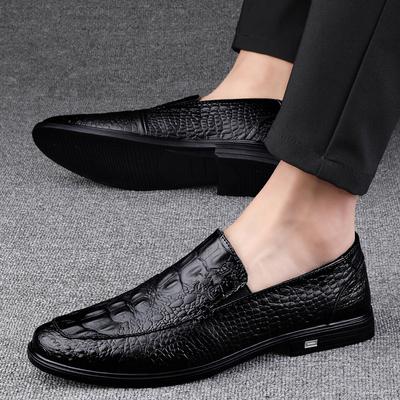 FashionCrocodile Pattern Mens Casual Shoes Genuine Leather Slip On Shoes Fashion Comfortable Male Loafers Outdoor Men Driving Footwear