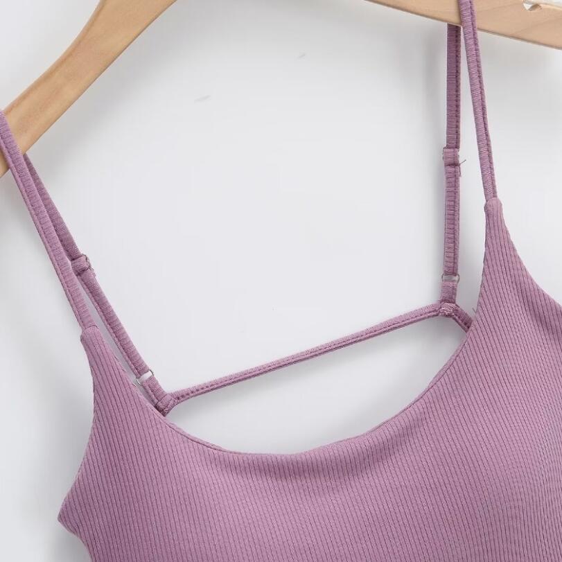 Dámská pevná polstrovaná tílka bez rukávů bez rukávů štíhlá vesta s krátkým popruhem sexy triko