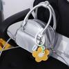 Acrylic Flower Small Mirror Cartoon Keychain Little Bear Cosmetics Keyring  Bag Accessories