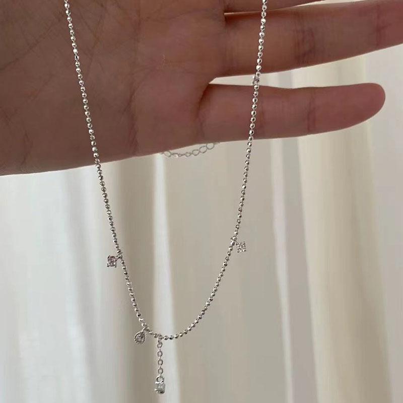 

925 Sterling Silver Woman Necklace Personality Charm Geometric Shape Pendant Choker Birthday Gift for Friends Exquisite Jewelry платиновий