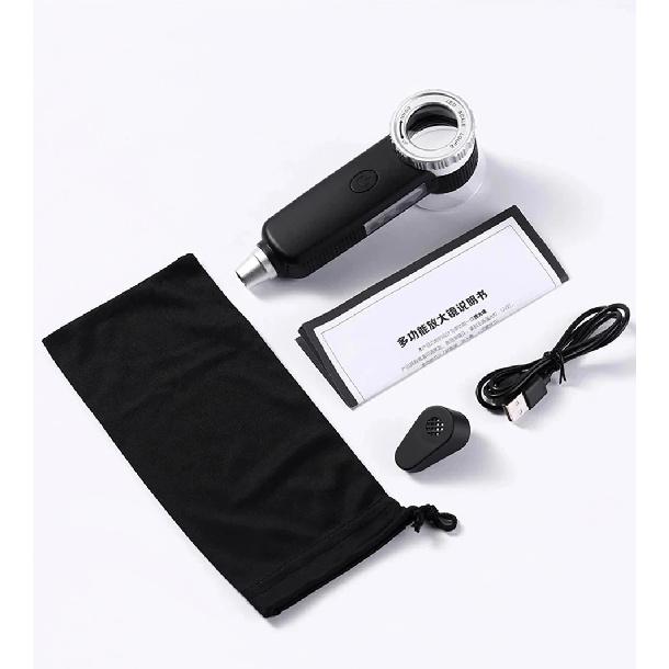 

30X Magnifying Glass USB Rechargeable With LED UV lights Handheld Magnifier with Multi Functional Blade Outdoor Exploration 30X