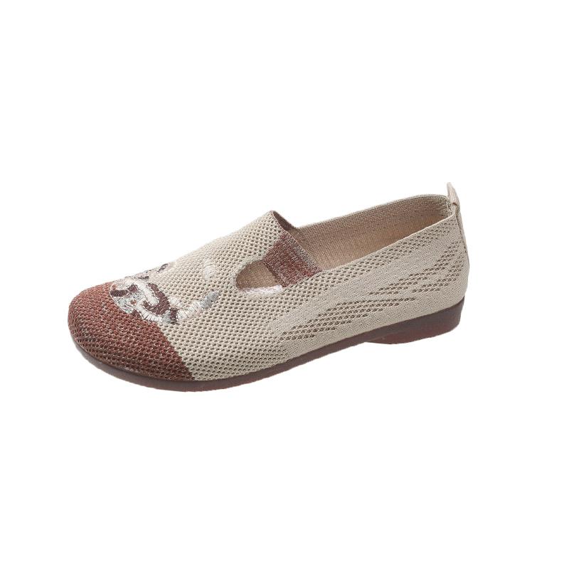 Women's Single Shoes Summer New Fabric Matching Fabric Shoes Casual Comfort Lightweight Breathable Soft Sole Muller Shoes