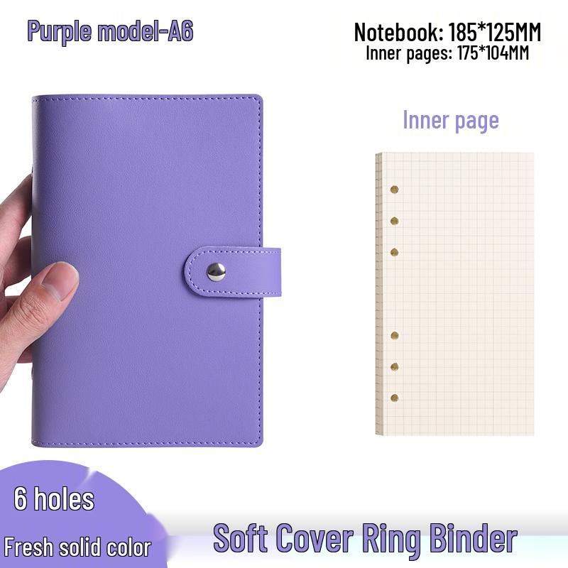 Minimalist A6 Soft Leather Ring Binder Planner Notebook