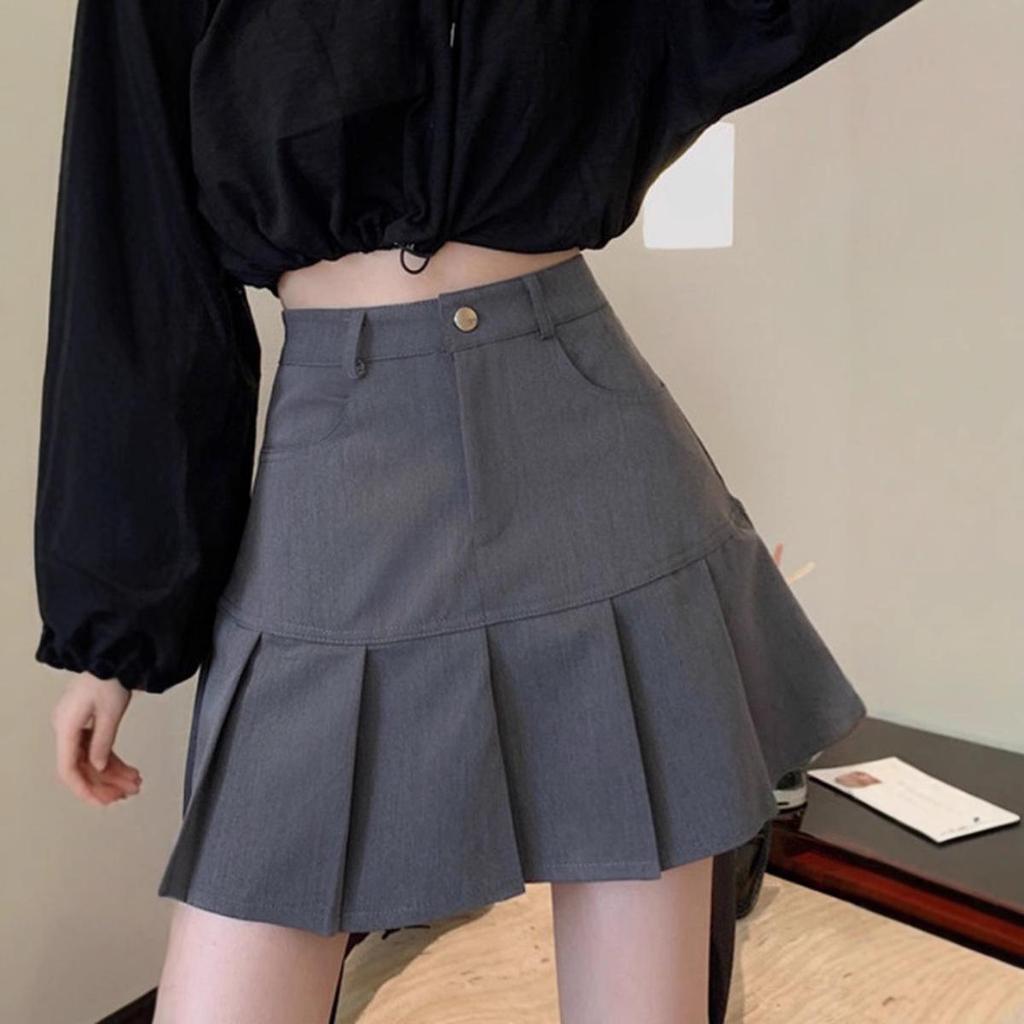 2025 Summer Women's Pleated Midi Skirt: Trendy, High Waist, Slim Fit, Versatile for Students.