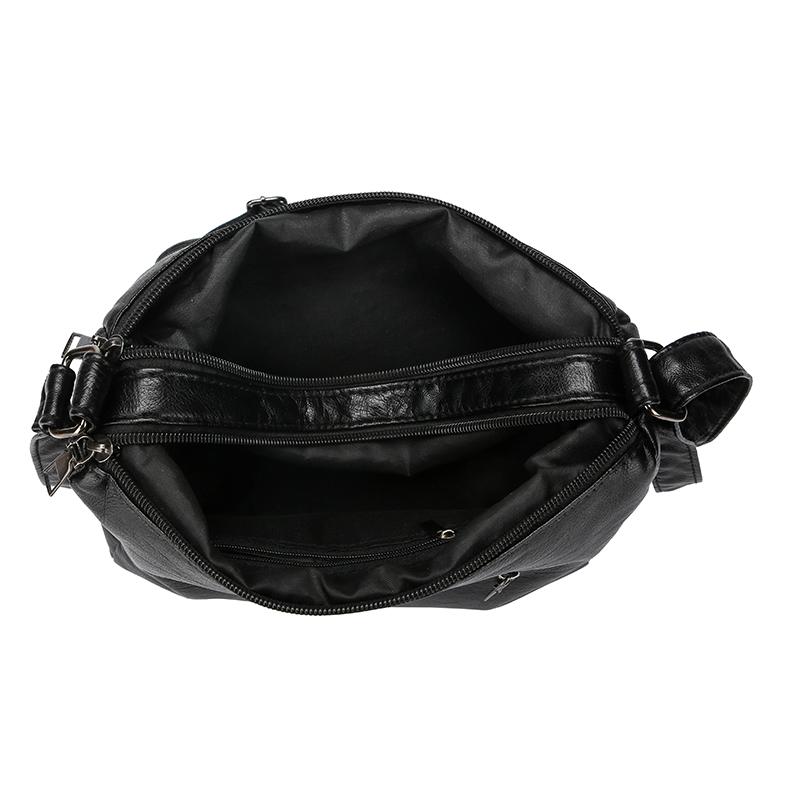 Women's Soft Leather Multi-compartment Multi-pocket Stitching Single Shoulder Messenger Bag