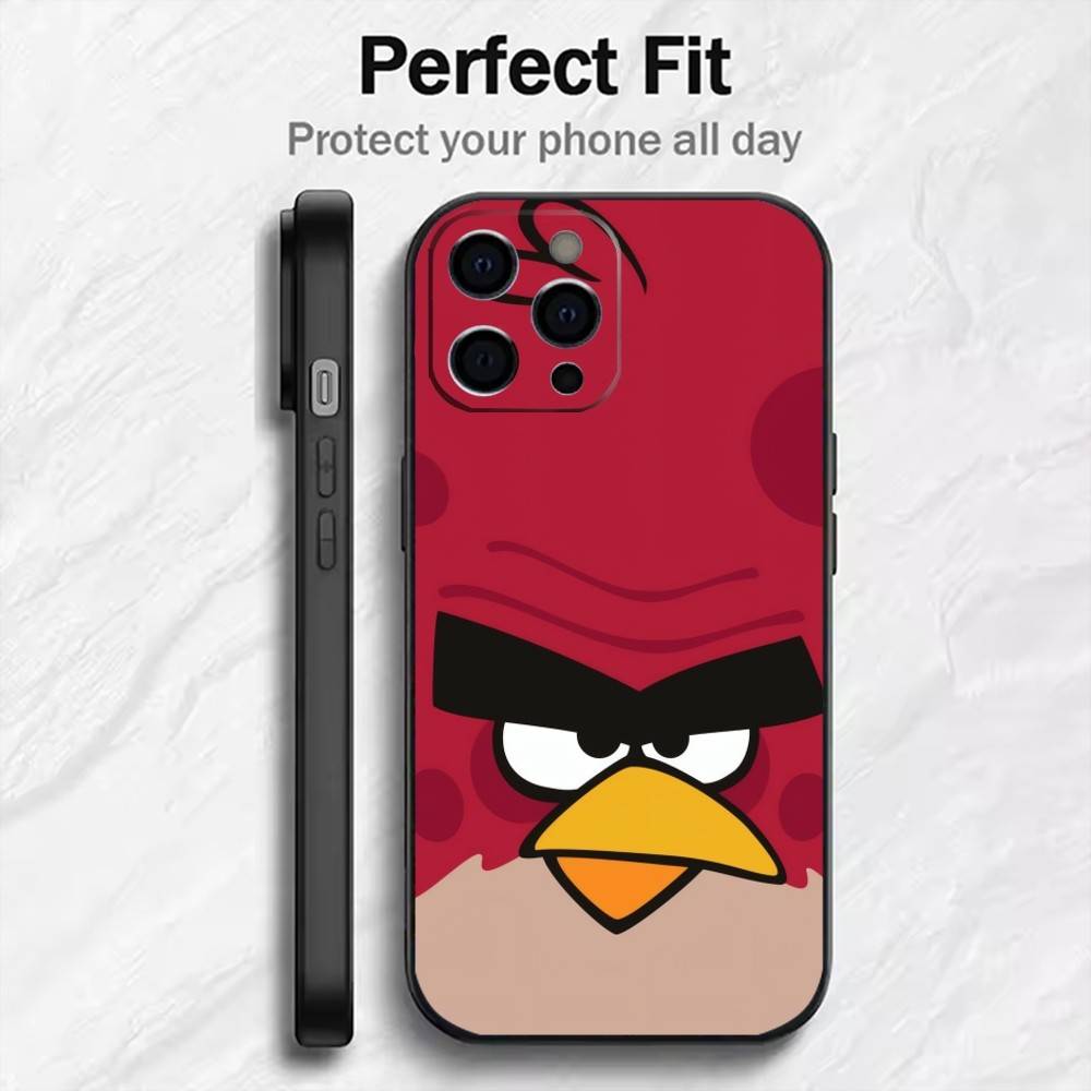 BIRD Game A-Angry-y B-Bird Phone Case For iPhone17,16,15,14,13,12 Plus,Max Soft Silicone Black Cover