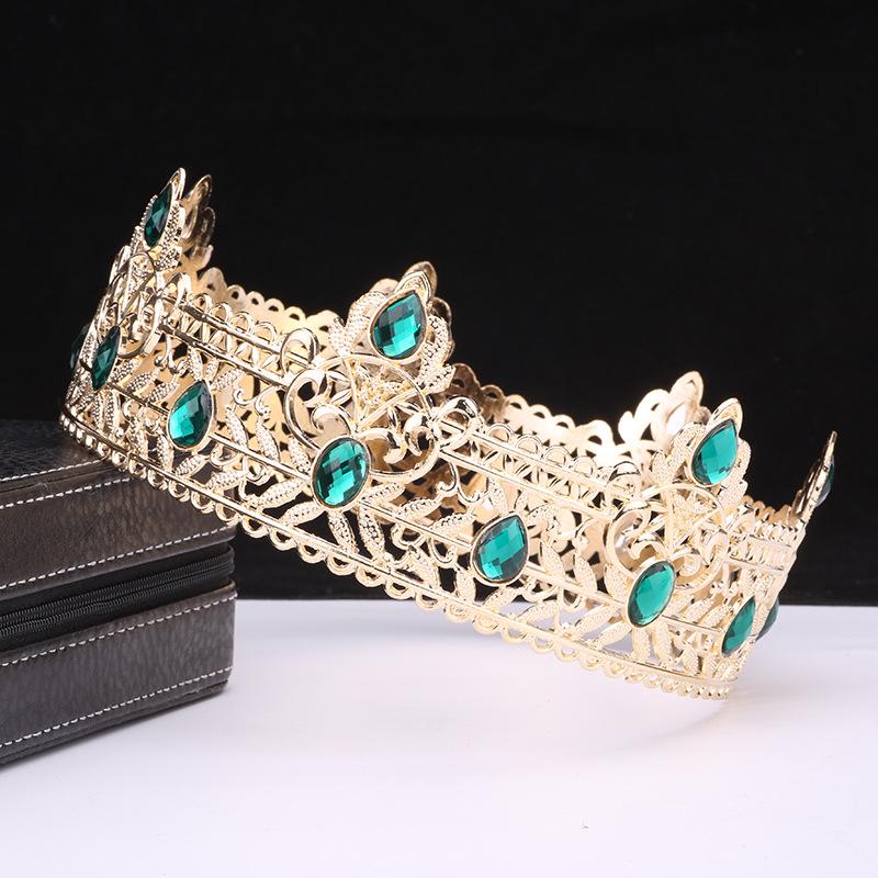 Men's Crown Simple Multi Color Round King Crown Baroque Bride Retro Alloy Hair Crown Headdress
