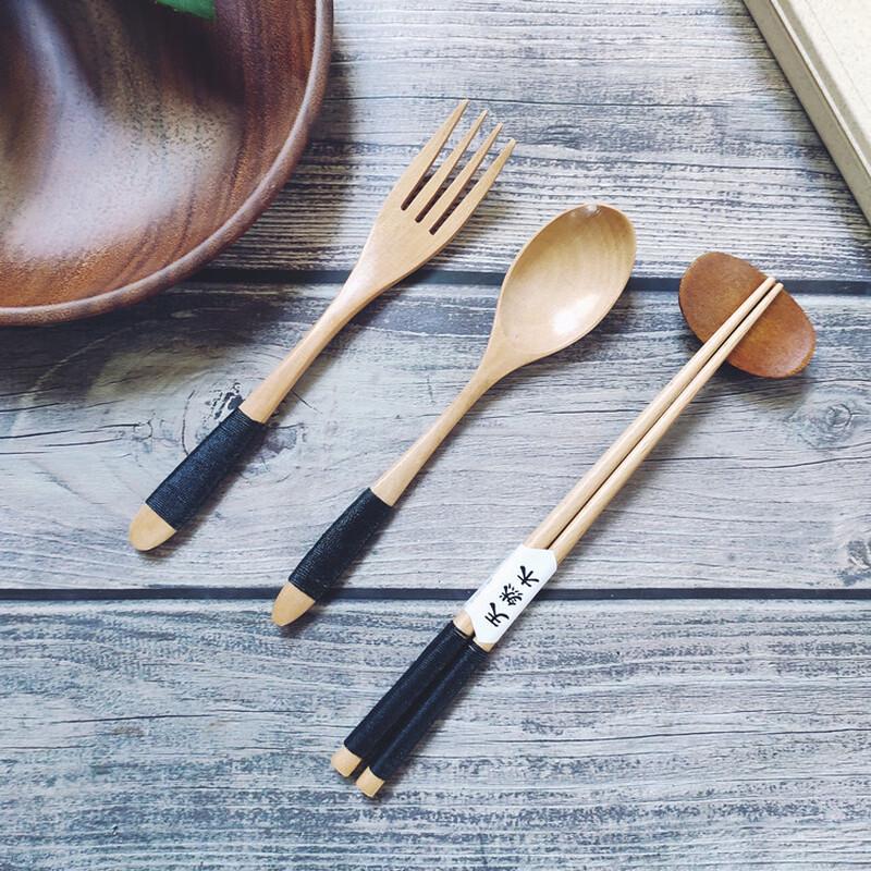 Ruhan Creative Wooden Spoon & Fork Set with Storage Box