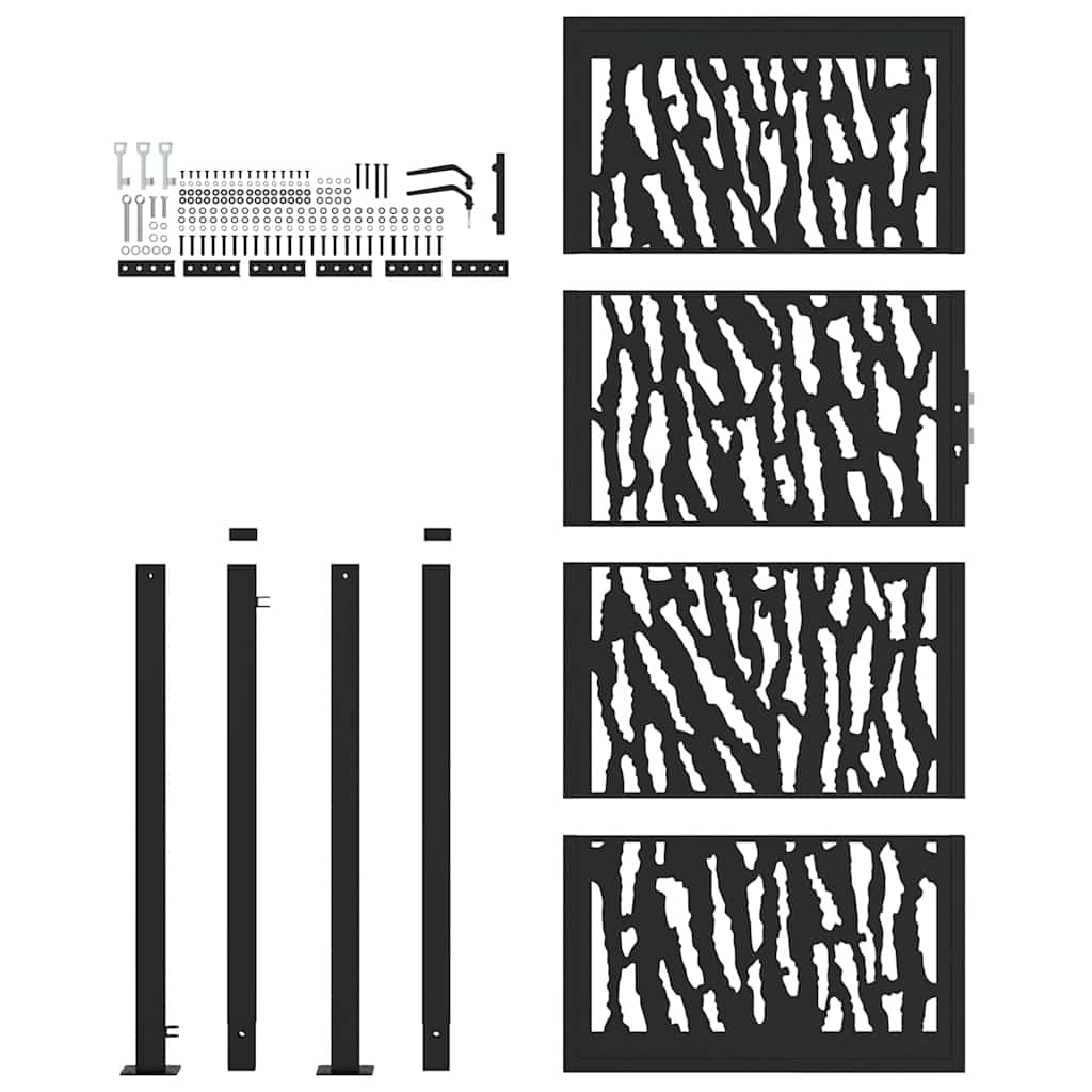 Garden Gate Black 100x200 Cm Steel Trace Design