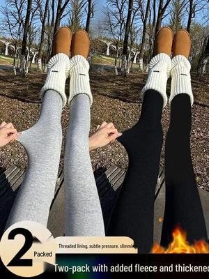Women's Thickened Velvet Base Layer Stirrup Tights - No-Sag Winter Stockings for Skirts