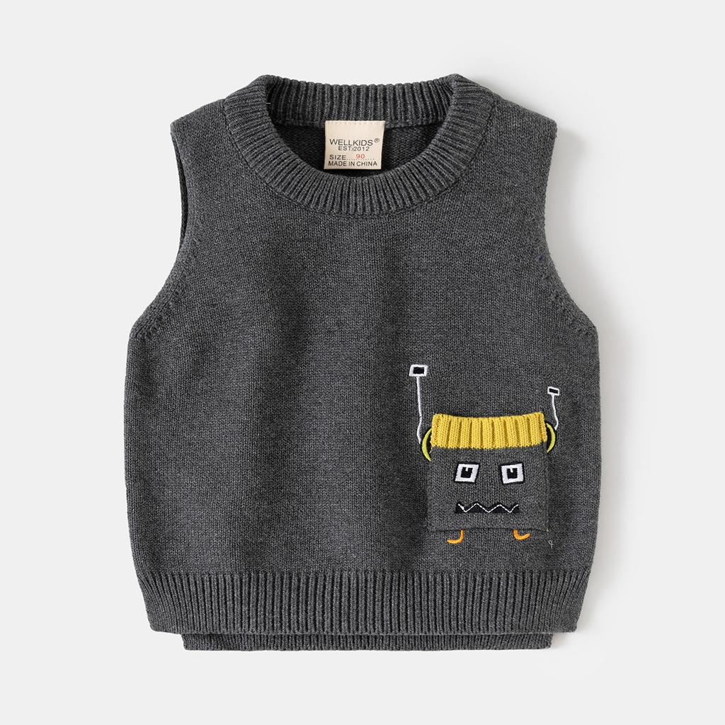 Boys Knit Sweater Vest Pullover Sleeveless Casual Spring Autumn Fashion Top Clothing for Toddler and Kids