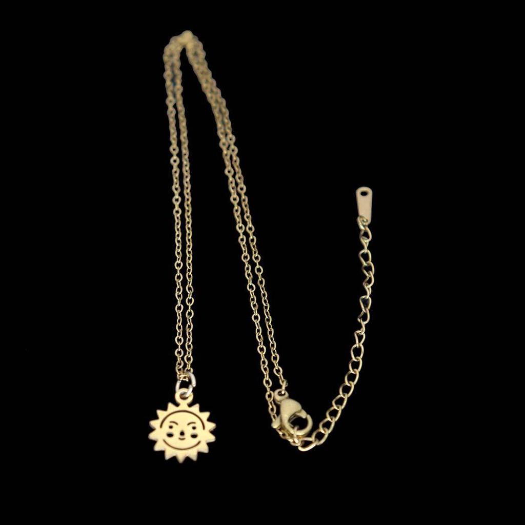 Sun Smiley Face Stainless Steel Pendant Necklace - Personalized Versatile Clavicle Chain