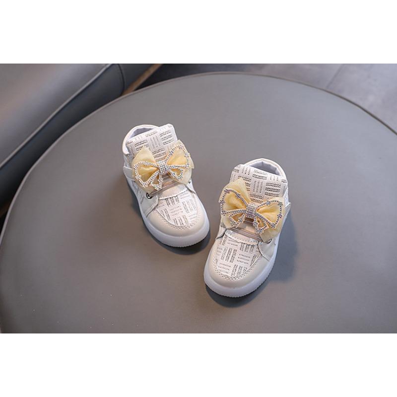 Kids Glowing Light Up Sneakers Girls Bowknot Princess Toddler Walking Sports Shoes
