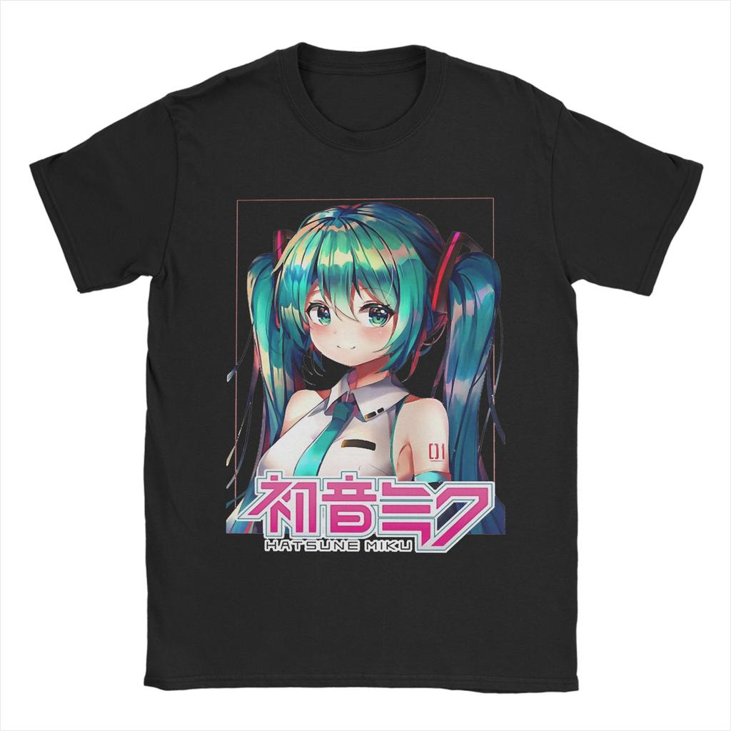 Men Women Hatsunes Mikus   Anime T Shirts  100% Cotton Tops Casual Short Sleeve Round Collar Tees Original T-Shirts