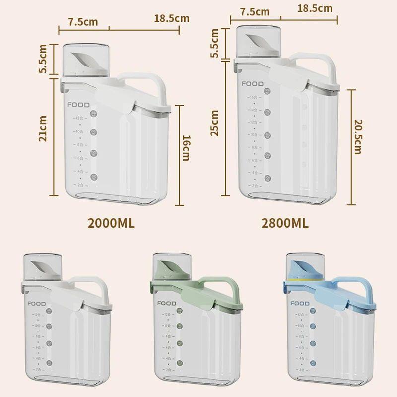 Food Storage Jar Airtight Moisture Proof Container for Dry Foods Transparent Sealed Canister for Grains Pet Food Snacks Kitchen Organizer