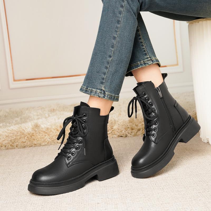 Fashion AIYUQI Ankle Boots Ladies 2025 New Genuine Leather Retro Platform Women Rider Boots Natural Wool Ladies Booties
