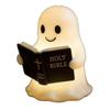 Ghost Reading Book Lamp, Halloween night lamp for books with hot LED, 3D resin decorative figure for bedroom Table, cute and scary gift for book lover