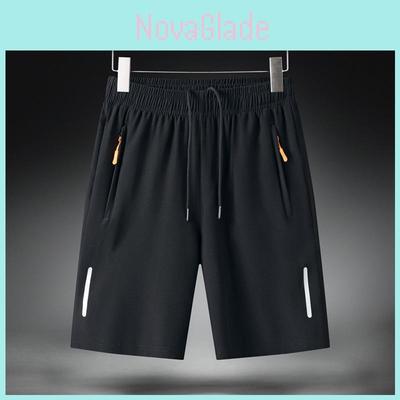 Men Summer Ice Silk Shorts With Elastic Waistband For Casual Leisure And Sports