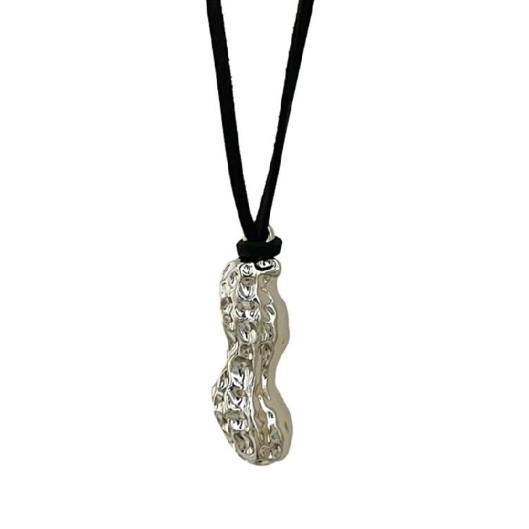 Sophisticated Peanut Necklace Featuring Black Cord Statement Jewelry Trendy Necklace Alloy Texture for Various Occasions