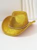 Men's and Women's Fashionable and Elegant Top Hat Western Cowboy Hat Metal Three-dimensional Rivet Rhinestone Accessories Wedding Travel Hat