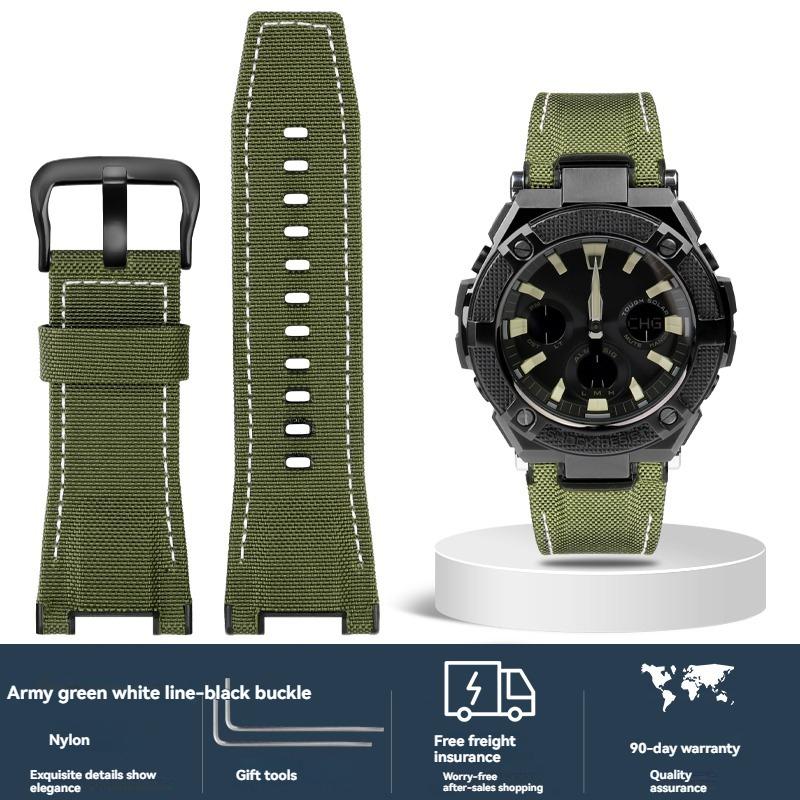 Italian Cowhide Leather & Nylon Strap for Casio G-SHOCK GST-S130 S110 S120 W 130LB 100 W300, Men's GSR-B100 Replacement Band