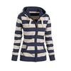 Dames Warm Gestreept Hoodie Sweatshirt Top met Capuchon Zakken Jas Rits Jas
