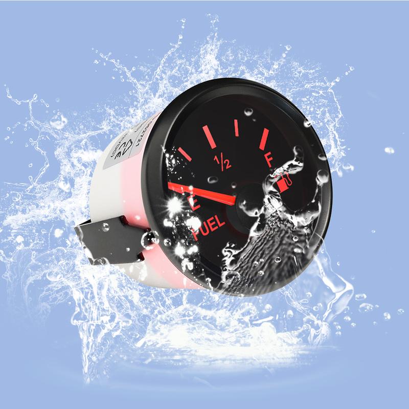 ELING 4 Gauge Set 52mm 40-120℃ Water Temp 0-10Bar Oil Pressure Fuel Level 8-16V Voltmeter with Red Backlight for Marine Car