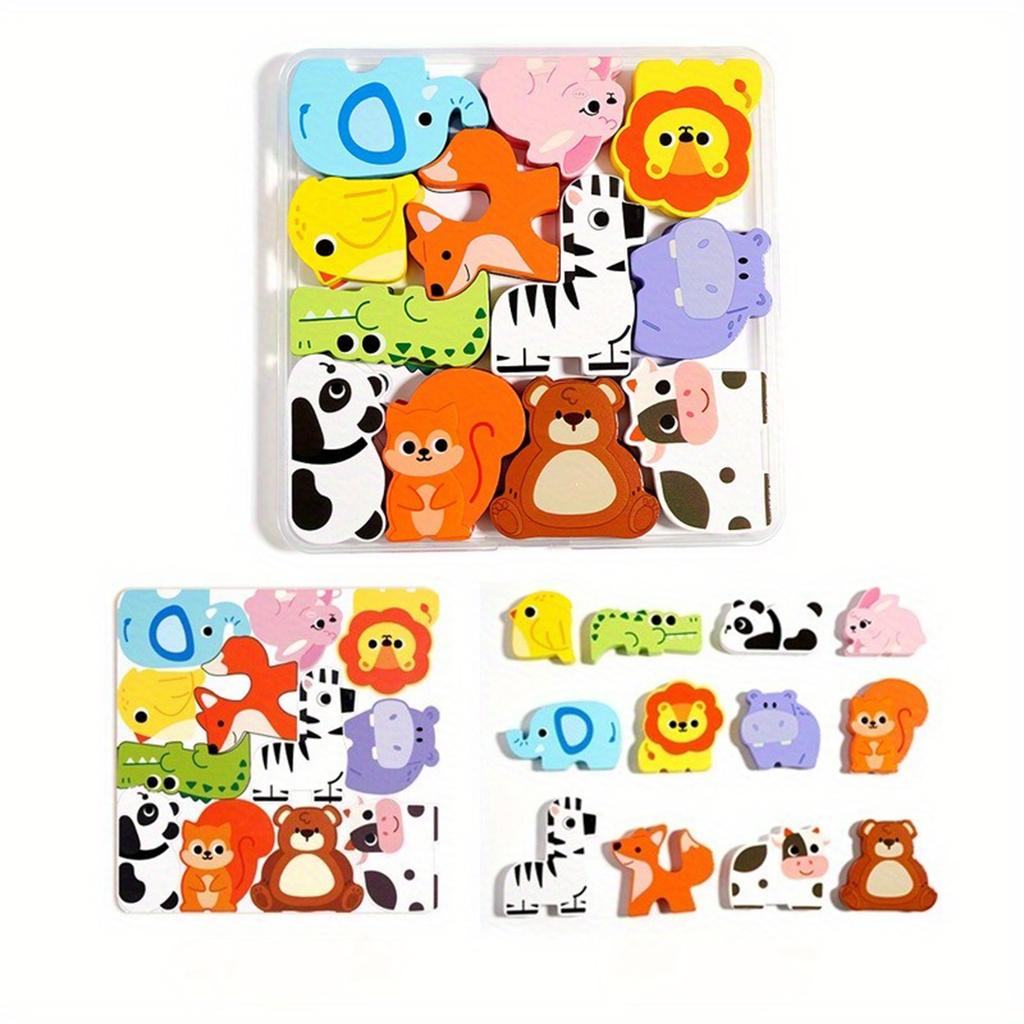 Boxed Puzzle Children's Toys, Food, Animals, Dinosaurs, Cars, Various Themes,Matching, Puzzle Puzzle Board, Cartoon Design, Wooden Puzzle