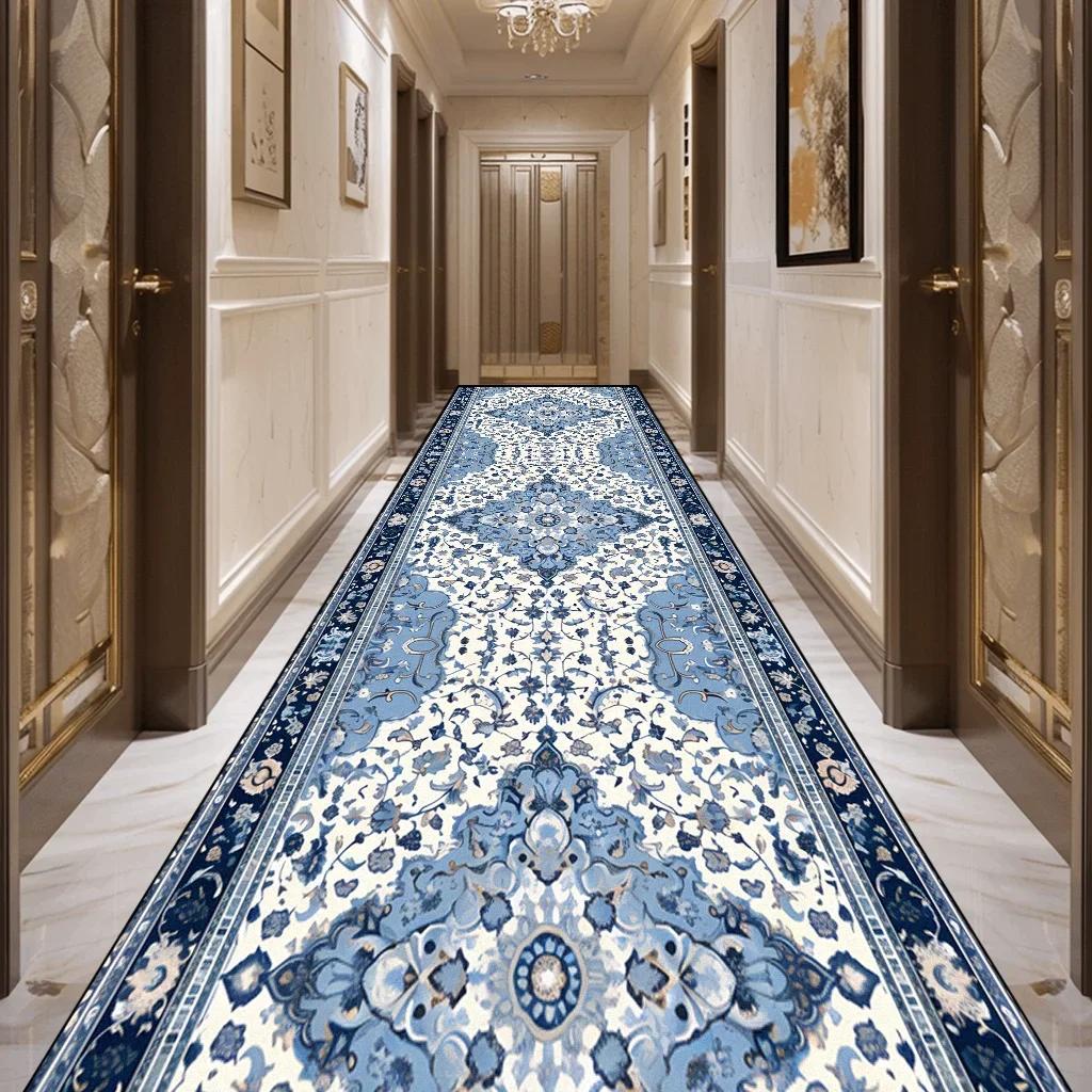 Hallway Runner Rug Persian Washable Long Corridor Carpet Vintage Lounge Rug Bedroom Decoration Non-Slip Carpets for Living Room