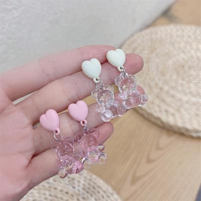 Entzückende rosa Bärenohrringe mit S925 Silbernadel - süße und romantische Ohrclips