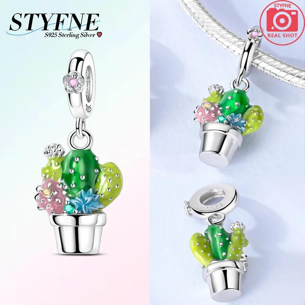 Copper Green Series Tree Cactus Leaves Pendant Diy Charm Beads Fit Original Bangle Charms Bracelet Women Jewelry