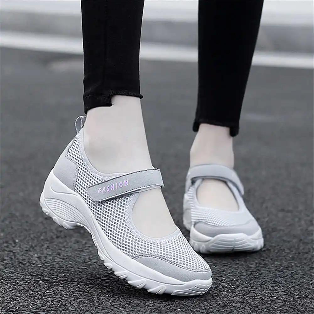 Fashion Extra Large Sizes Anti-slip Womans Running Sneakers Vulcanize Light Blue Boots Lace-up Shoes Sport Luxury Snaeaker