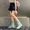 Women's Mid To Short Tube Rain Boots With Waterproof And Anti Slip Flat Heels, Casual Outdoor Rain Boots