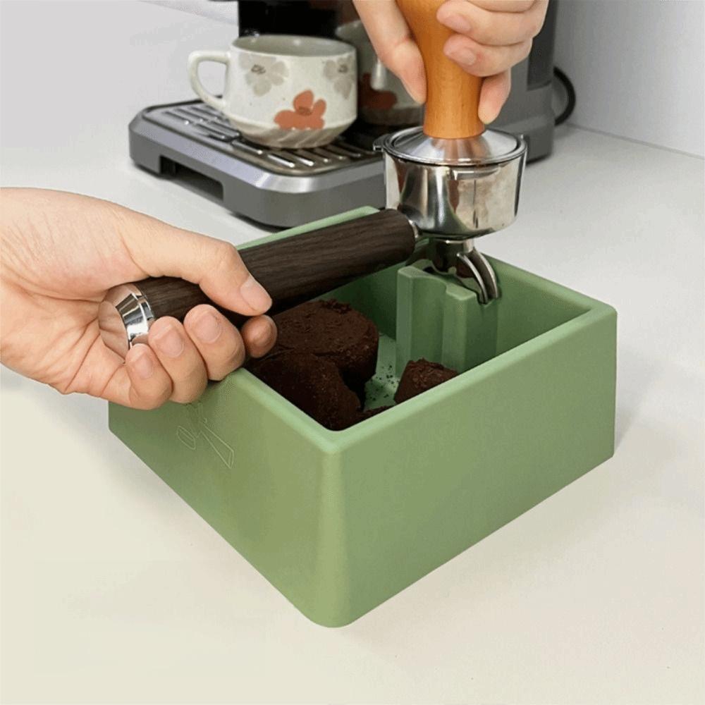 Non-Slip Coffee Knock Box 1.5L Capacity Shock-Absorbent Coffee Grounds Container Quiet Reusable Espresso Dump Bin Home Cafe