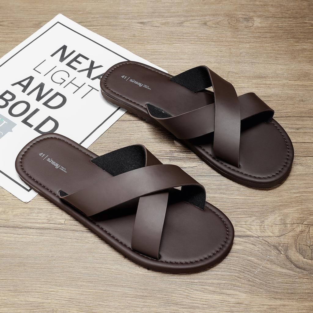Summertime Mens Slide Shoes British Outside Flat Flip-Flops Leisure Slide Shoes Indoor Home Mens Breathable Sandal Shoes Anti-Skid Sandal Shoes 46