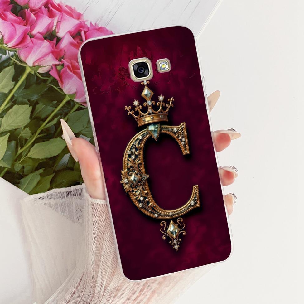 Clear For Samsung A5 2017 A520F A520K Cover For Samsung Galaxy A5 2017 Case Luxury Crown A-Z Letters 2D Flat Pattern Soft Casing