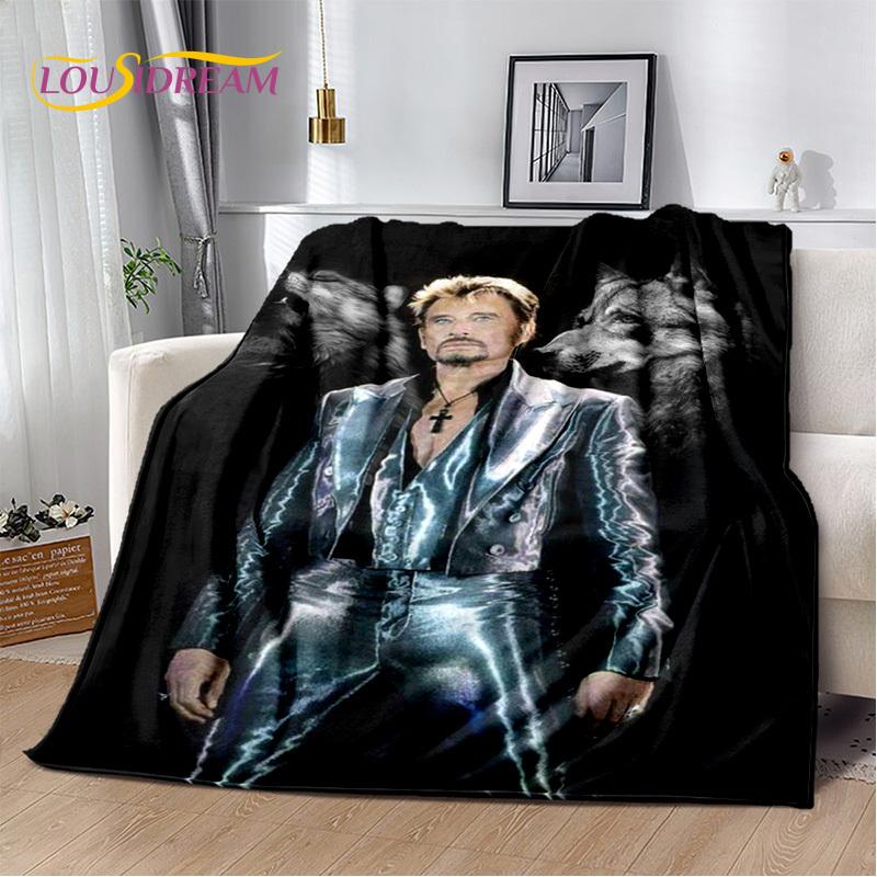 3D Printing Johnny Hallyday Rock Star Soft Flannel Blankets,Throw Blanket Comfortable Blanket for Picnic Beds Home Bedroom Cover