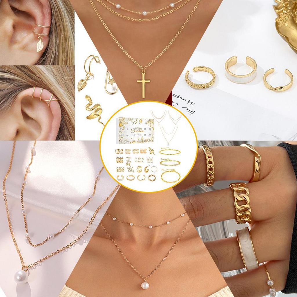 Christmas Countdown Jewelry Gift Box 24 Days Woman Fashion Jewelry Necklace Set For Holiday Party Date Gathering