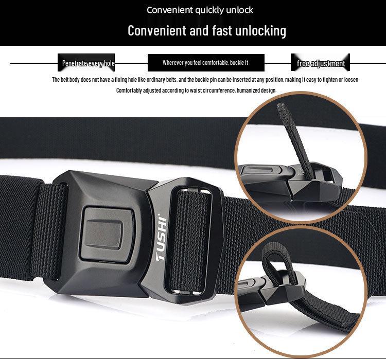 Men's Quick-Release Elastic Workwear Belt with Leather Trim