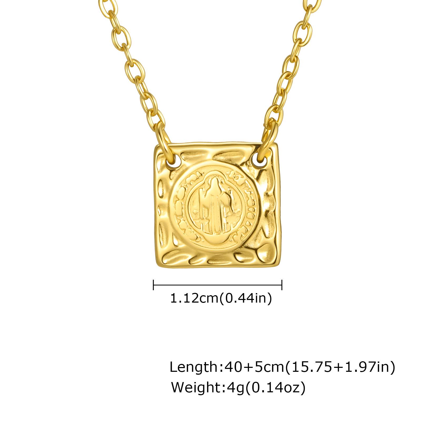 

Jewelry 18K Gold Plated Stainless Steel St. Benedict Square Pendant Necklace Women S Jewelry Nc-2570 золотой