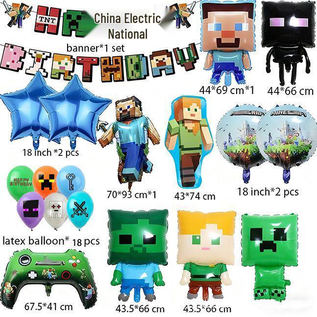 Pixel Creeper & Roblox Game Party Balloons & Flags