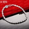 925 Sterling Silver 4mm Water Wave Chain Bracelet Fashionable Wedding Jewelry