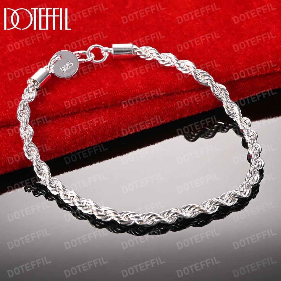 925 Sterling Silver 4mm Water Wave Chain Bracelet Fashionable Wedding Jewelry