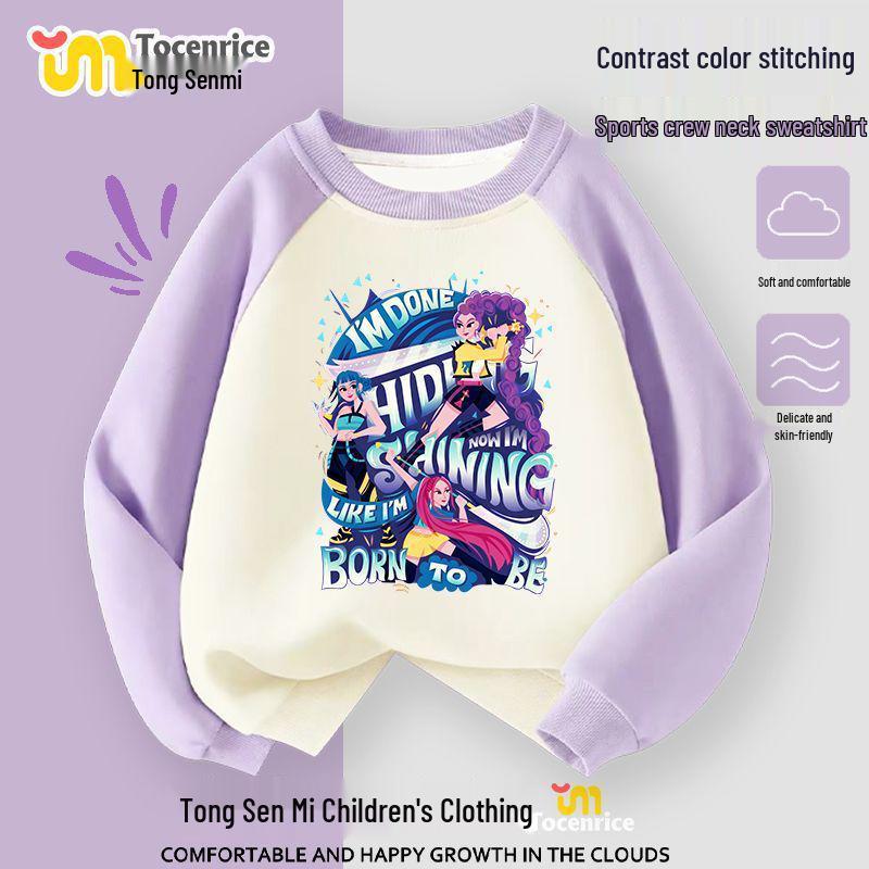 

Kpop Monster Slayer Girls Sweatshirt for Kids and Tweens - Round Neck, Casual Top for Spring, Autumn, and Winter 120 for height 110-120cm