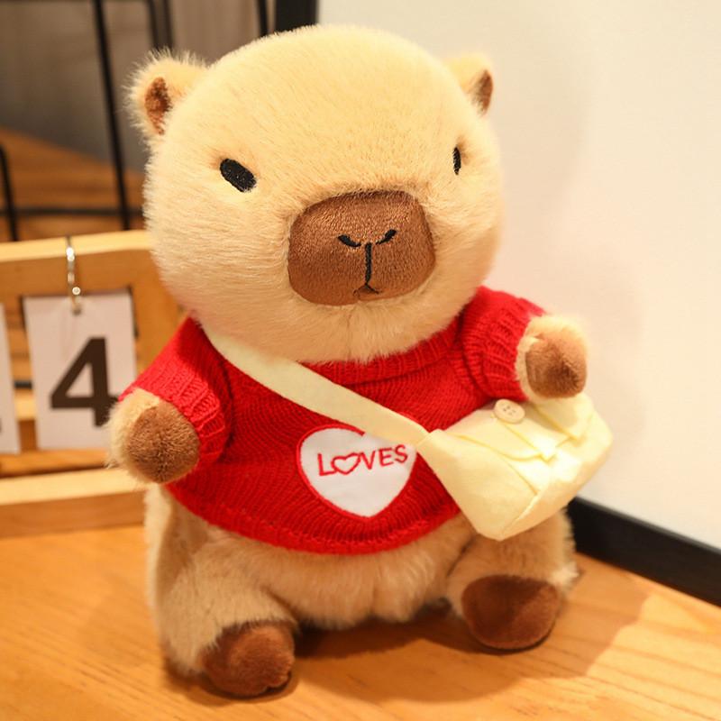 Adorable Capybara Plush Toy With Love Heart Sweater For Kids Birthday Gifts