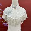 Handmade Pearl Tassel Shawl Lace Trim Lace Shawl Hanfu Accessory Detachable Collar  Female